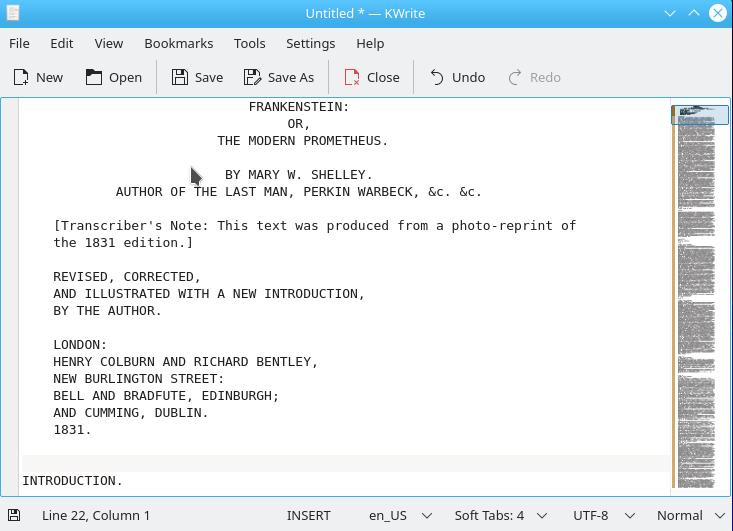 The KWrite text editor