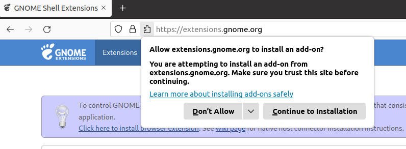 Add Browser Add-on for GNOME Shell Extension