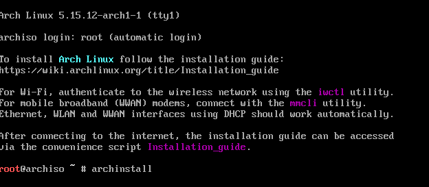 First prompt for archinstall