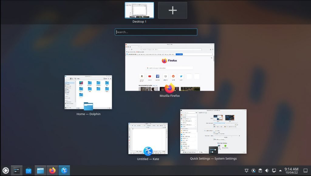 Kubuntu 22.04 Overview screen