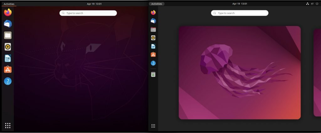 Activities View Difference – Ubuntu 20.04 and 22.04