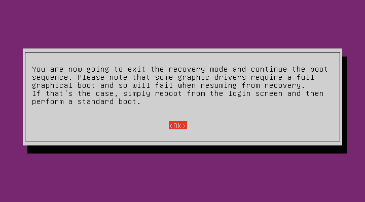Exit The Recovery Mode In Ubuntu