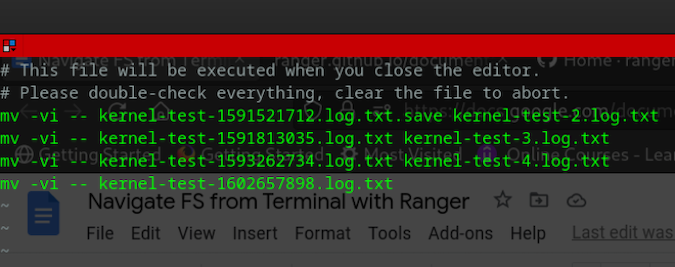 Screenshot of terminal showing timestamped files that can be renamed with the bulkrename command