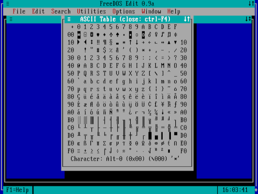 ASCII 表提供一个便于参考的扩展字符表