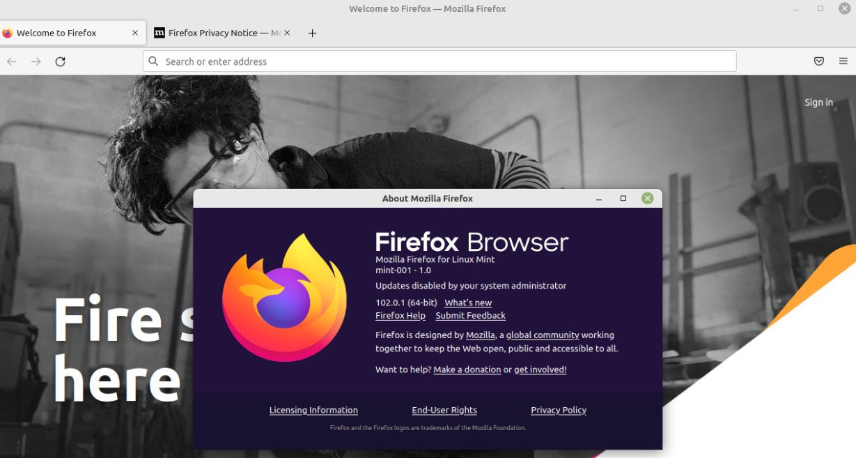 Firefox 102 in Linux Mint 21 – Exclusively packaged as deb executable