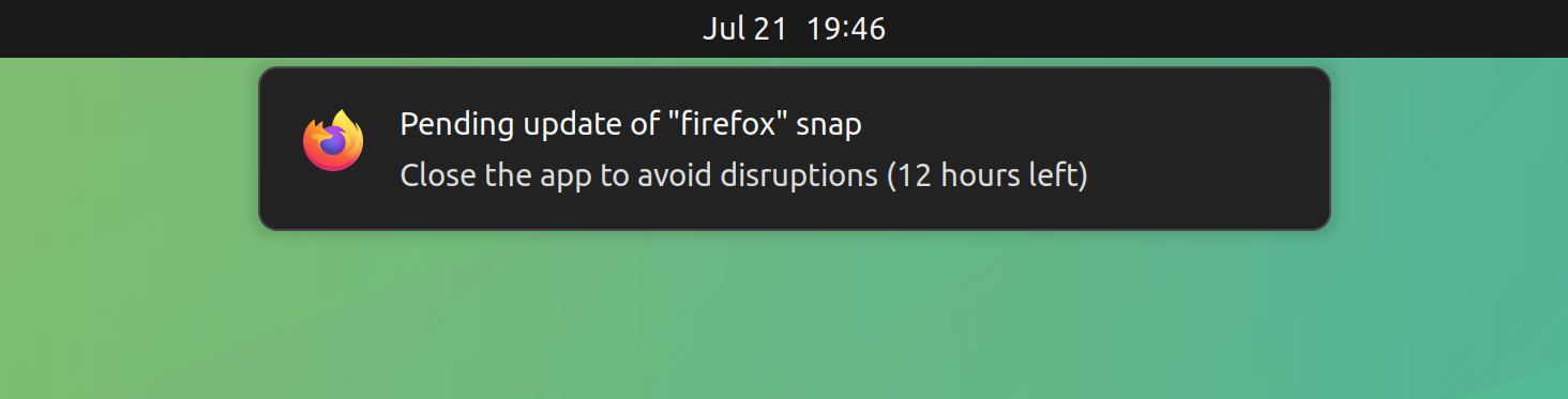 Notification about pending Firefox app