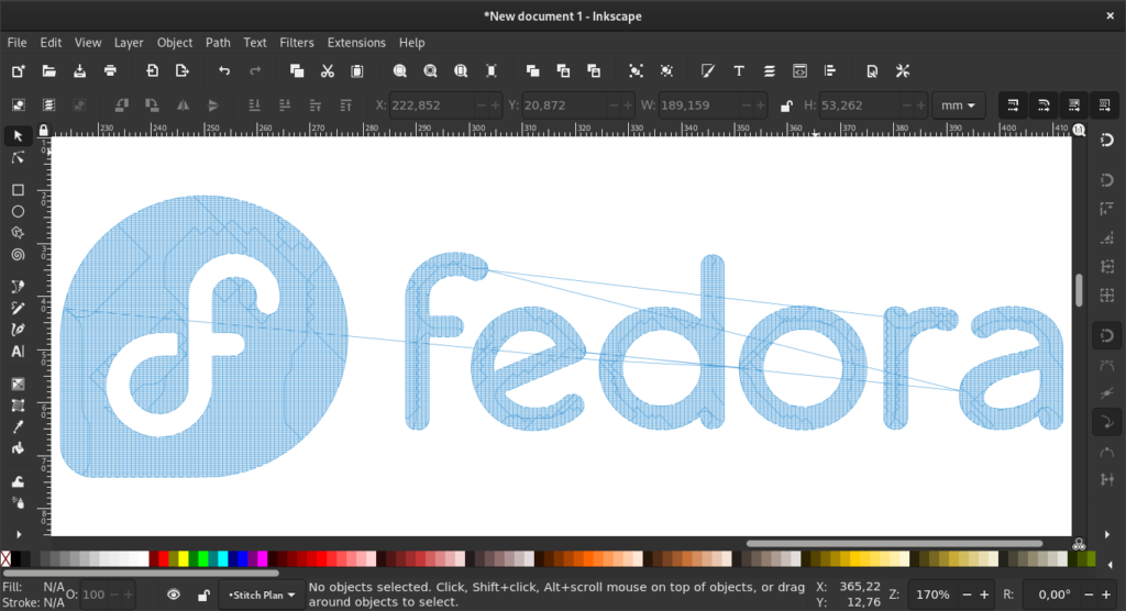 The new Fedora logo as Stitch Plan Preview