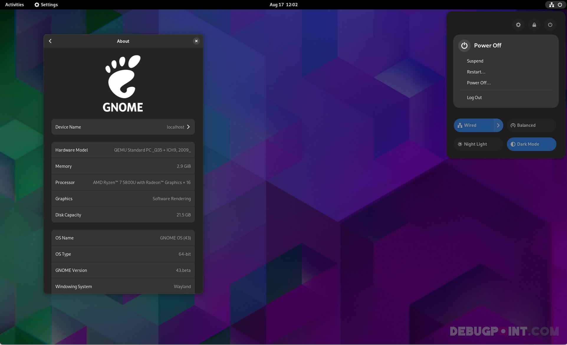 通过 GNOME OS 运行的 GNOME 43