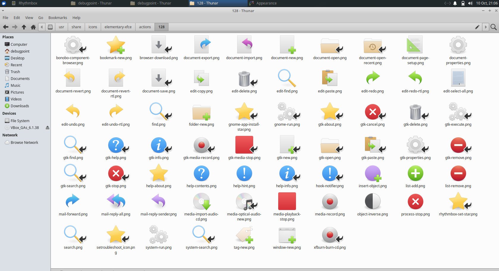 在 Xubuntu 22.10 的 elementary-xfce 中更新的图标集示例