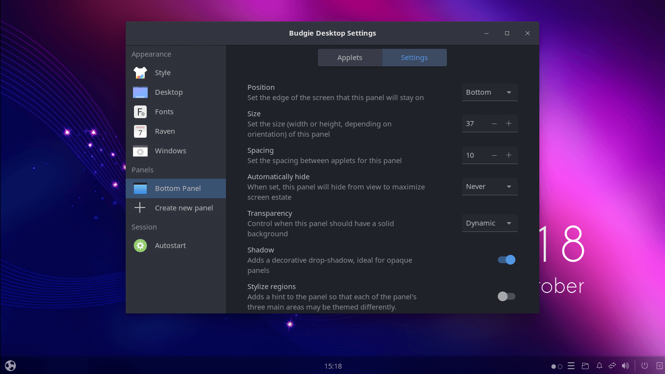 ubuntu budgie 22.10 desktop settings