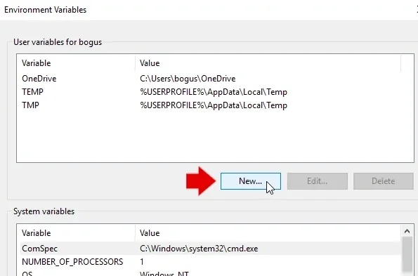 Image Windows system enviroment variables.