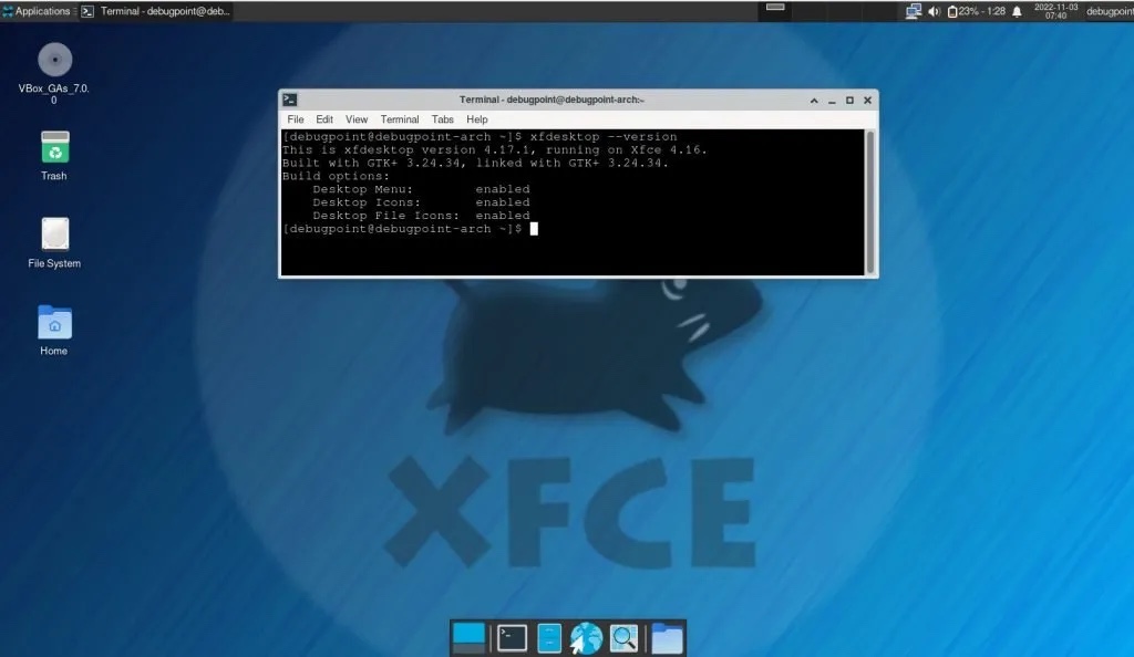 Xfce 4.18 pre1 (compiled in Arch)