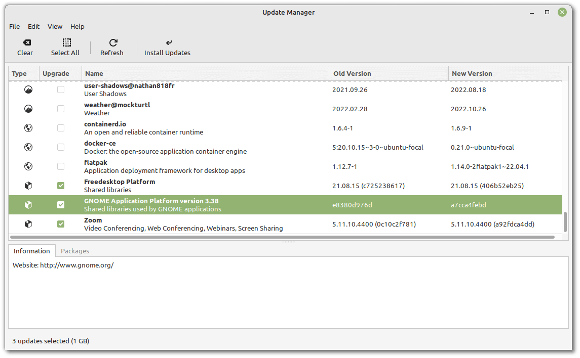 linux mint 21 flatpak support in update manager