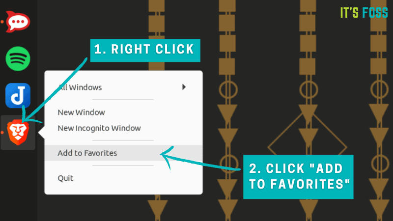 Right-click on the icon and select “Add to Favorites”
