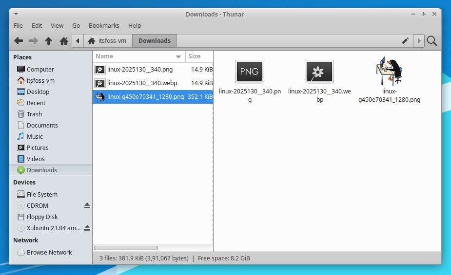 Xfce 4.18 文件管理器的分割视图