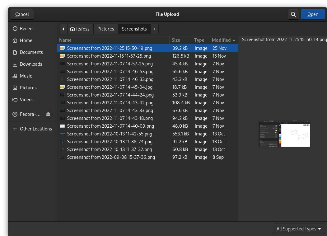 GNOME 43 的文件选取器