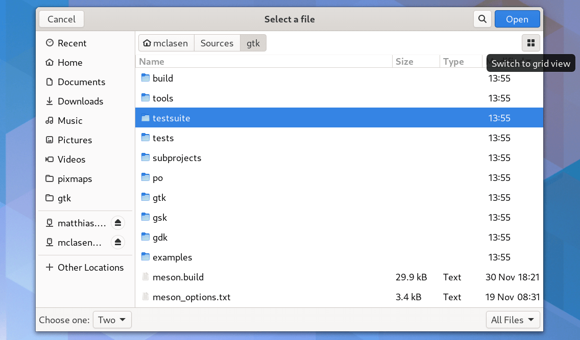 GNOME 文件缩略图视图选取器
