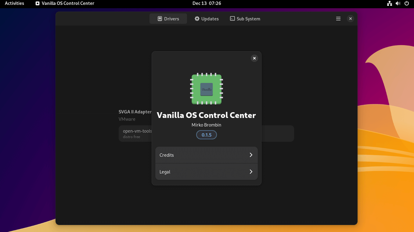 Vanilla OS 控制中心