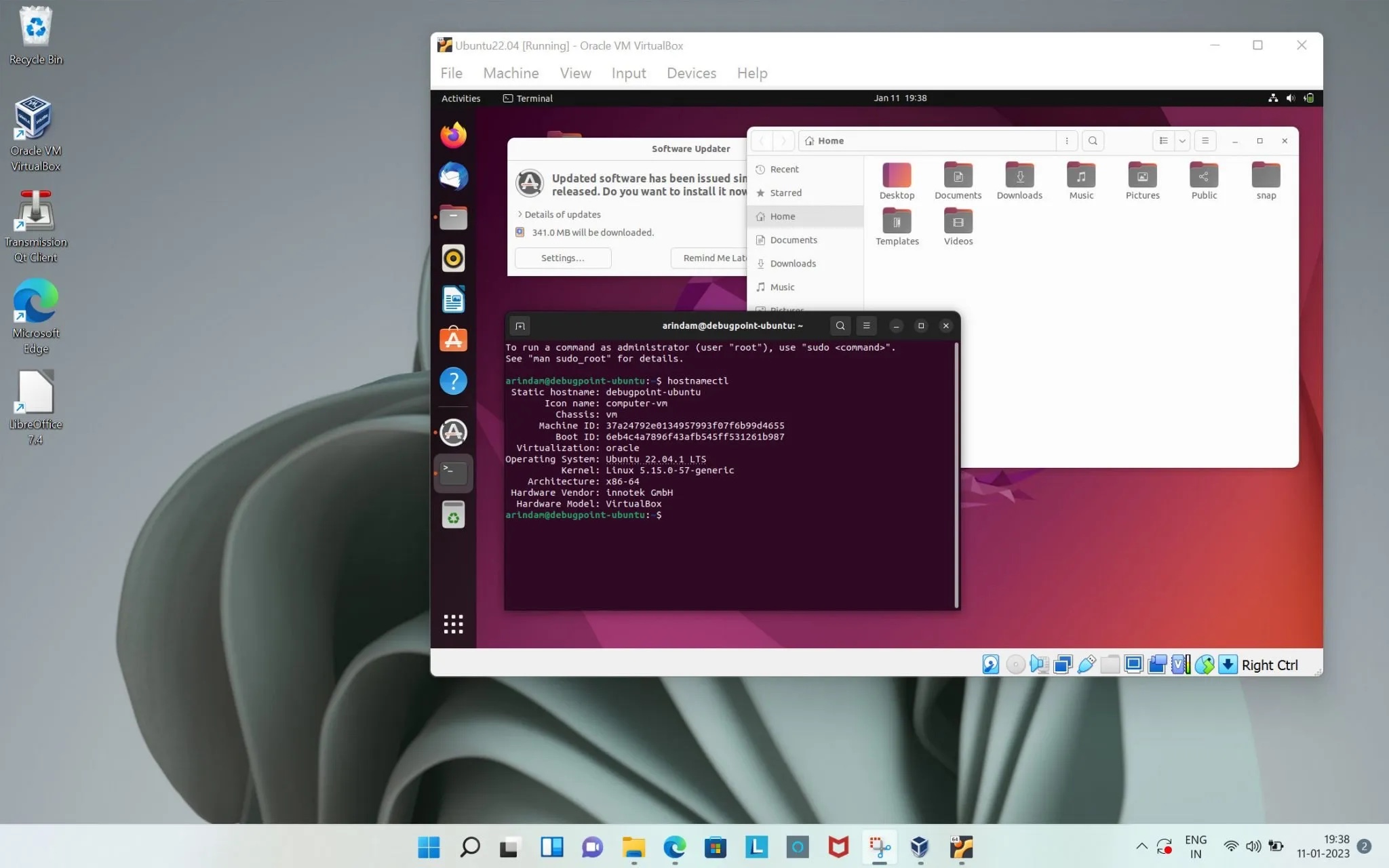 使用 Virtualbox 在 Windows 中运行的 Ubuntu