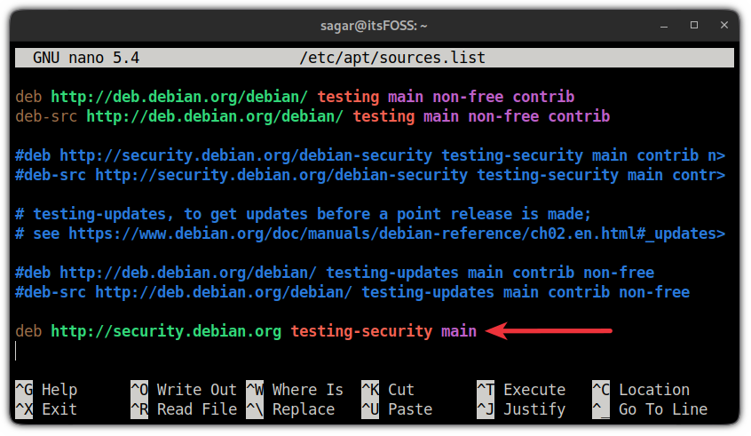 add line to keep track of testing in debian