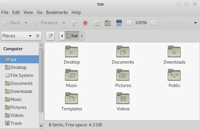 Image of the  Caja file manager.