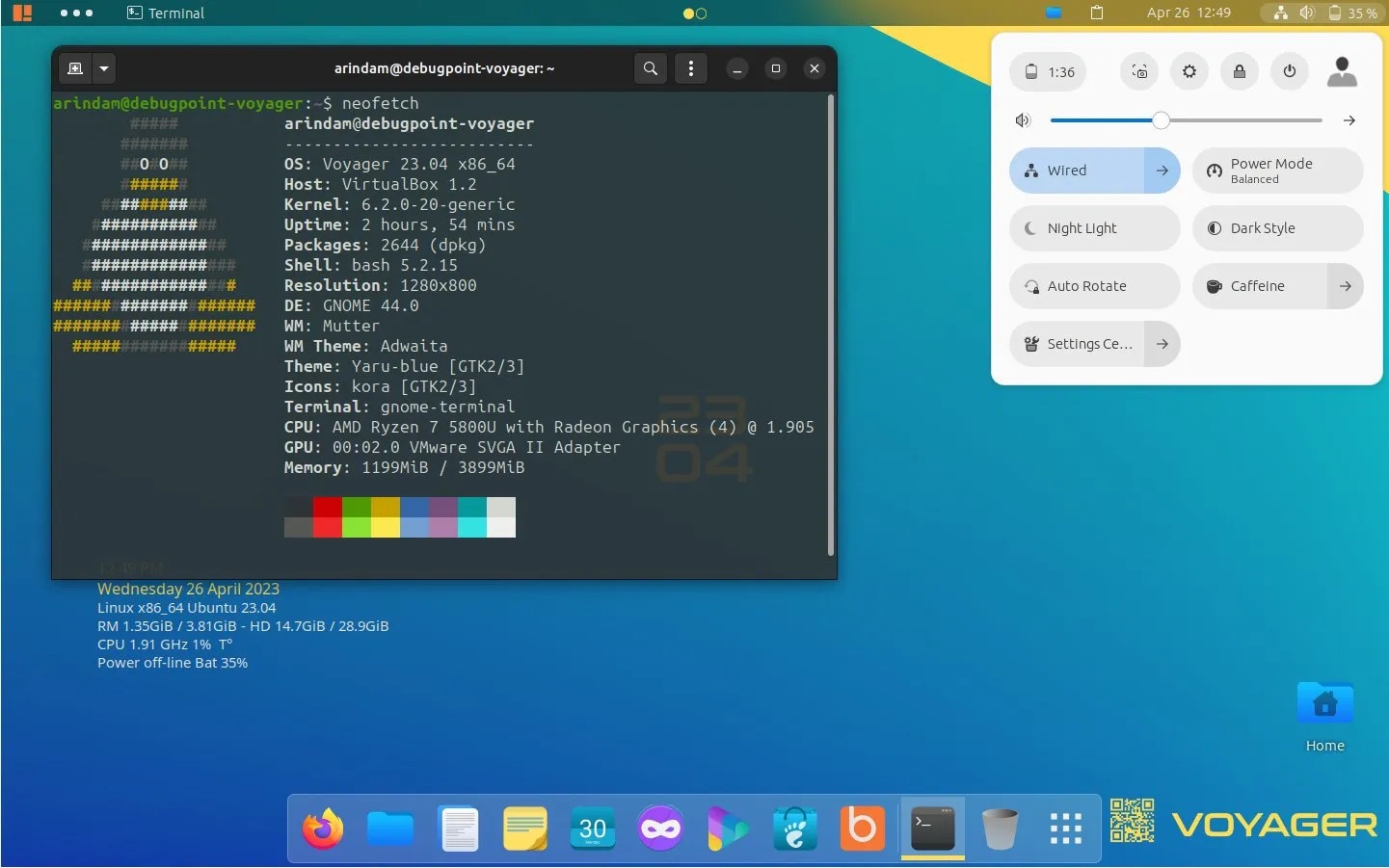 Voyager 23.04 桌面（GNOME）
