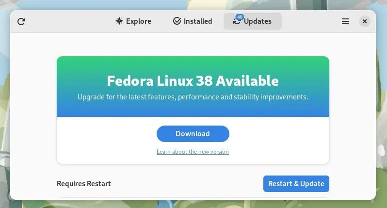 Fedora 38 is available in Software