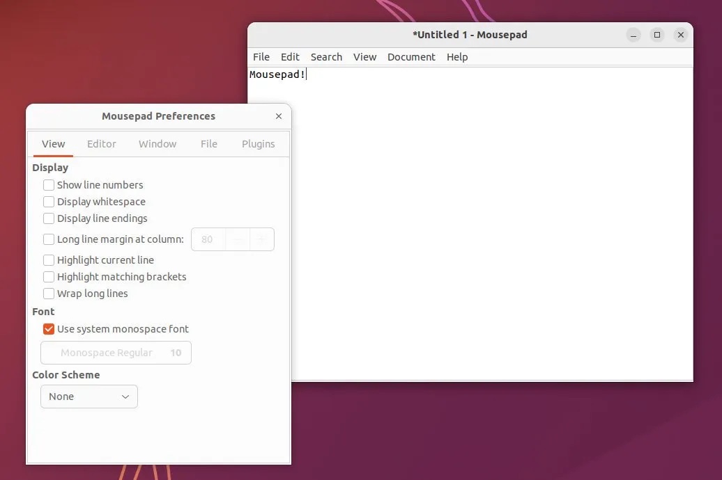 在 Ubuntu 上运行的 mousepad