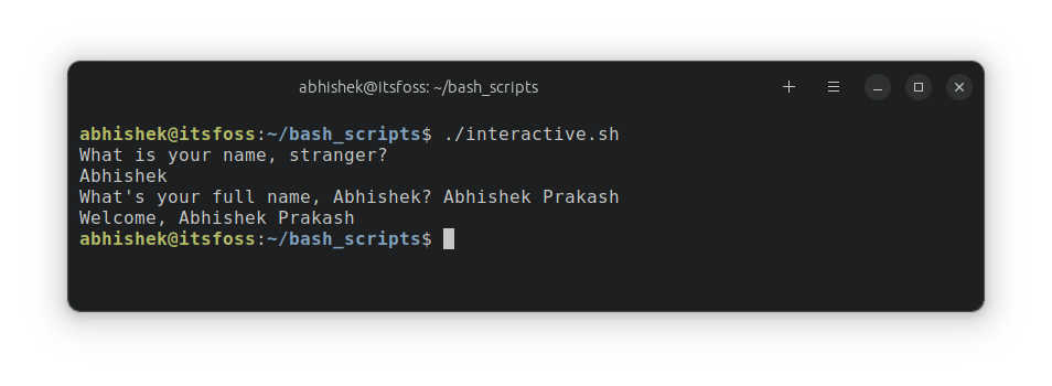 Interactive bash shell script