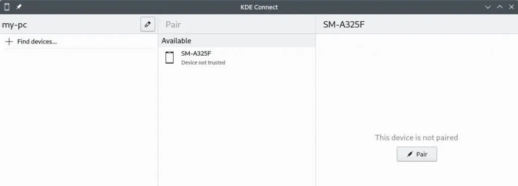 配对前的 KDE Connect