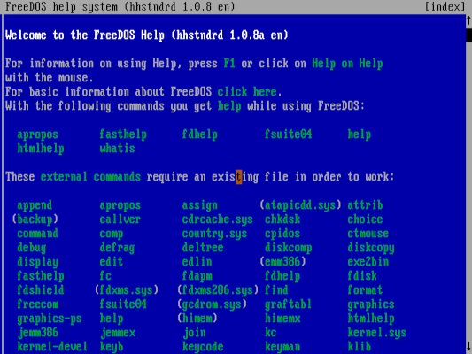 Image of FreeDos help system
